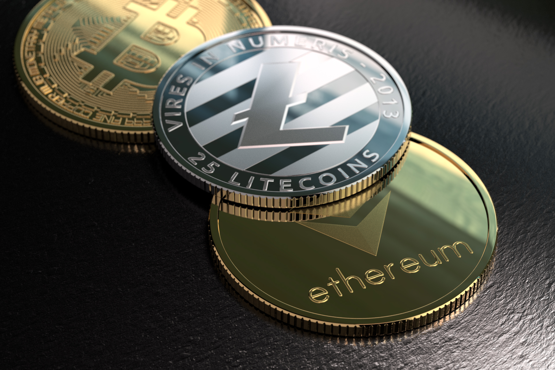 Crypto coins next to window free image download