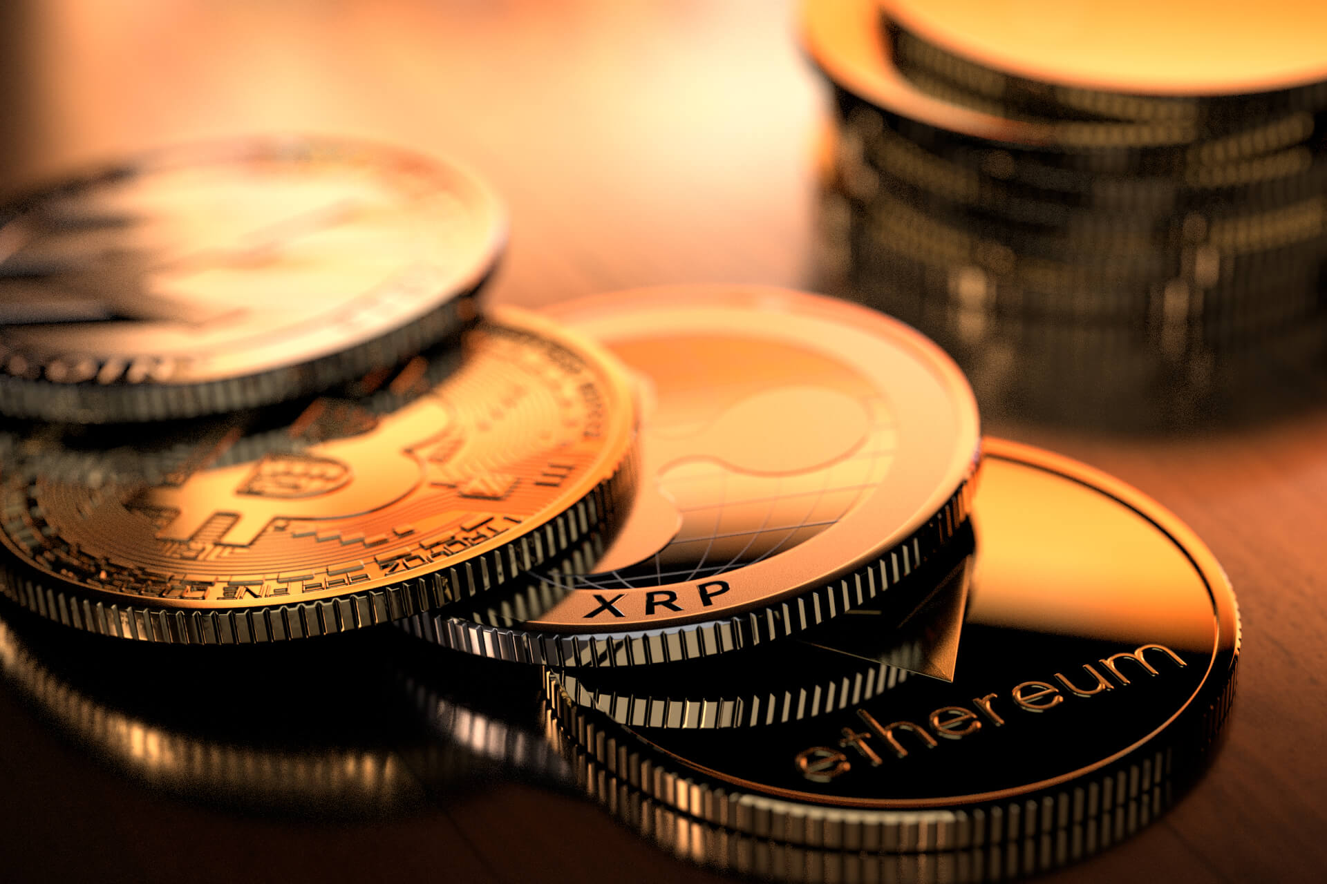 Crypto coins in morning light free image download